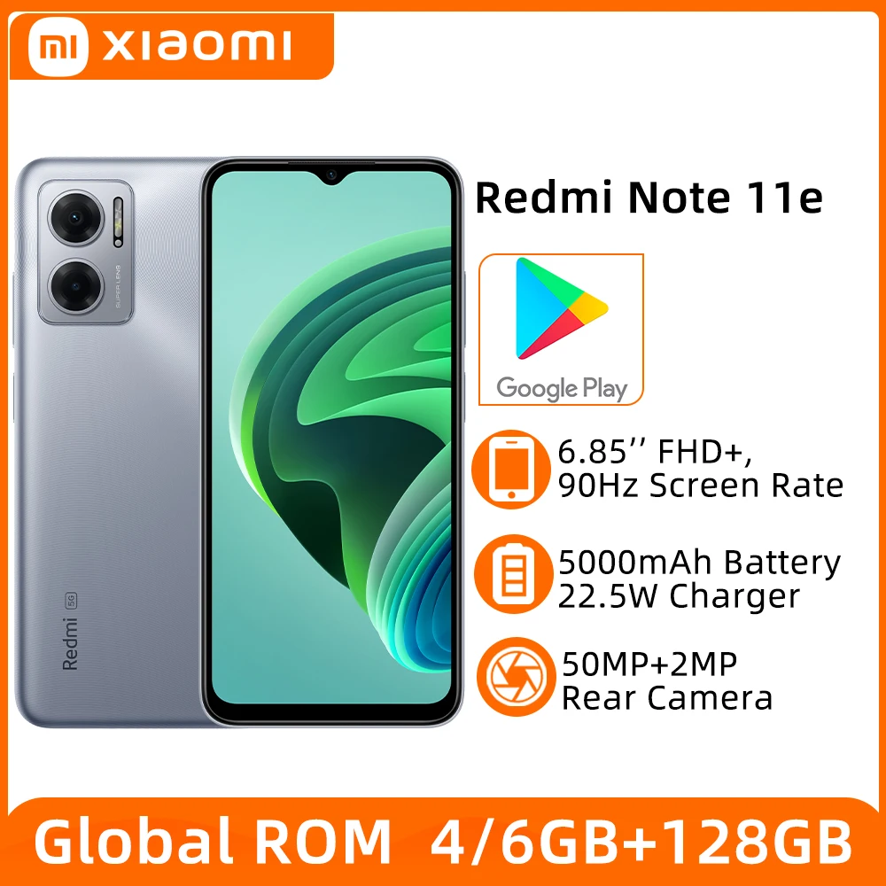 Сотовый телефон Xiaomi Redmi Note 11E с глобальной прошивкой 4 Гб 128 ГБ камера 50 МП 5000 мАч