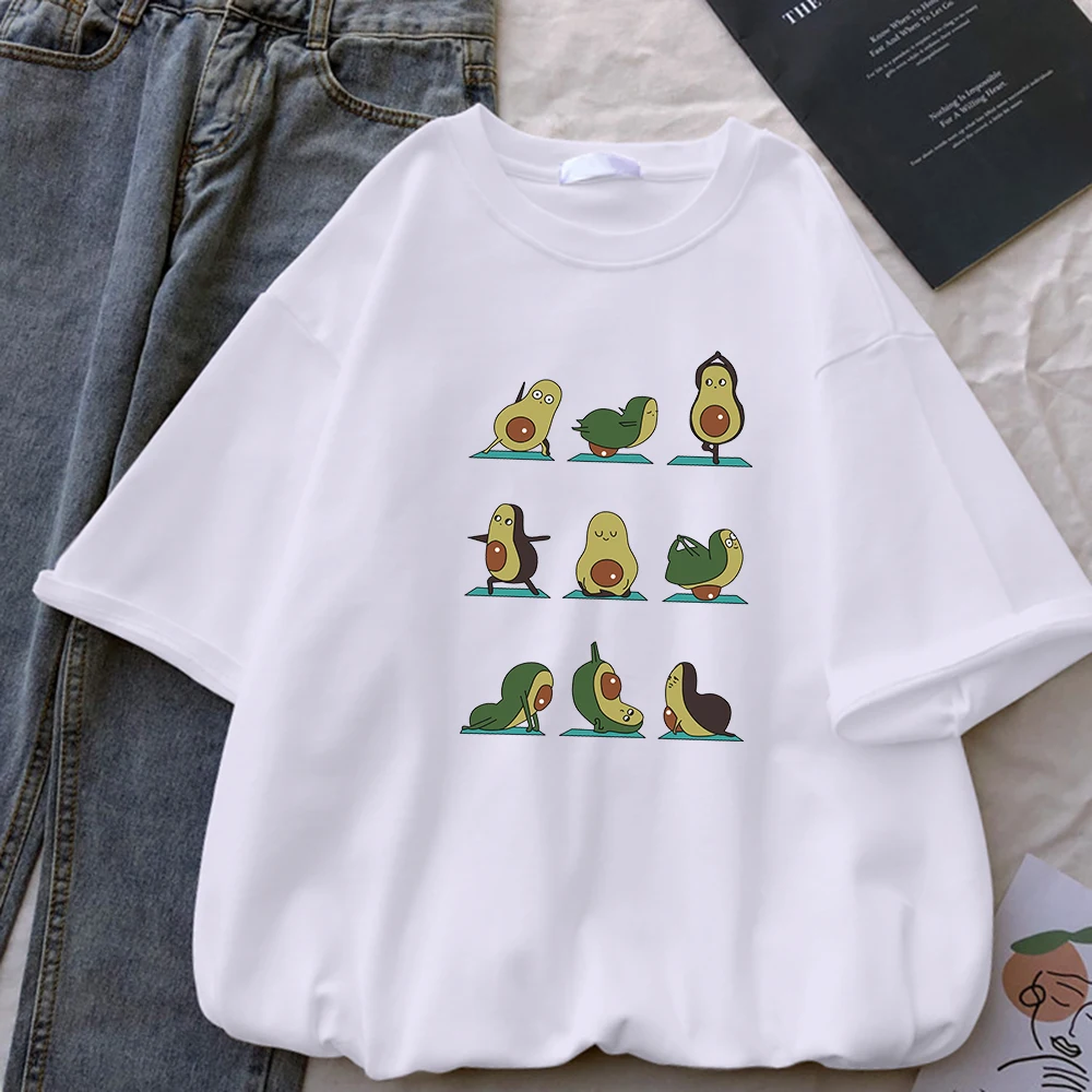

Кавайная женская футболка с авокадо и повторяющимся движением, модный брендовый кроп-топ, дышащая повседневная одежда, летняя спортивная н...