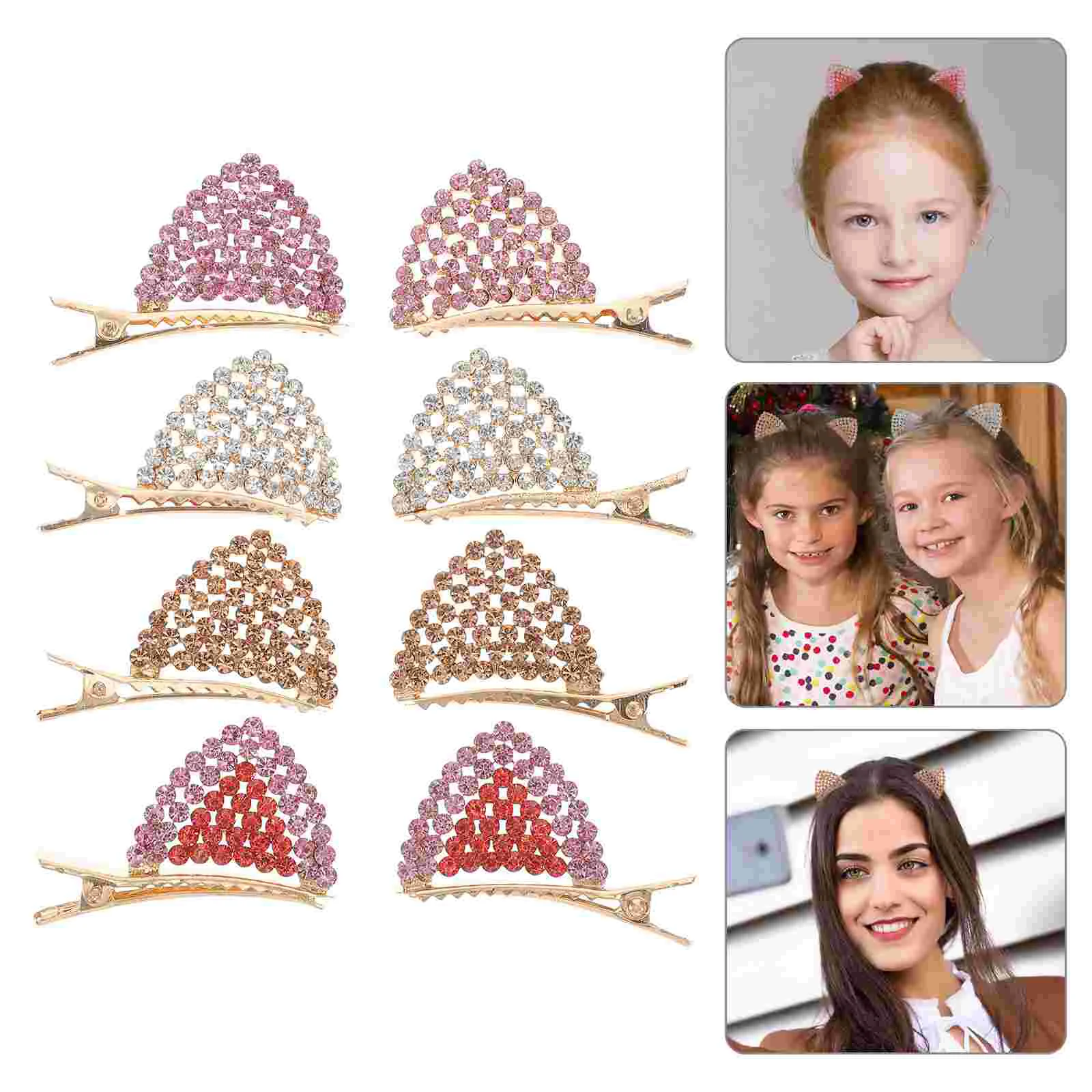 

4 Pairs Clip Hairpin Child Barrettes for Girls Trendy Clips Alloy Cat Ear Hairpins