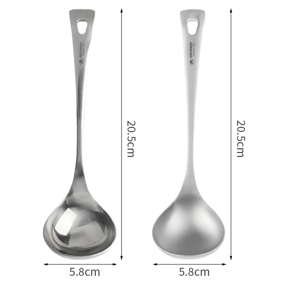 

Titanium Soup Spoon Household Long Handle Tableware Deep-bowled Ladle Scoop Gadget Cooking Kitchen Handle Tableware