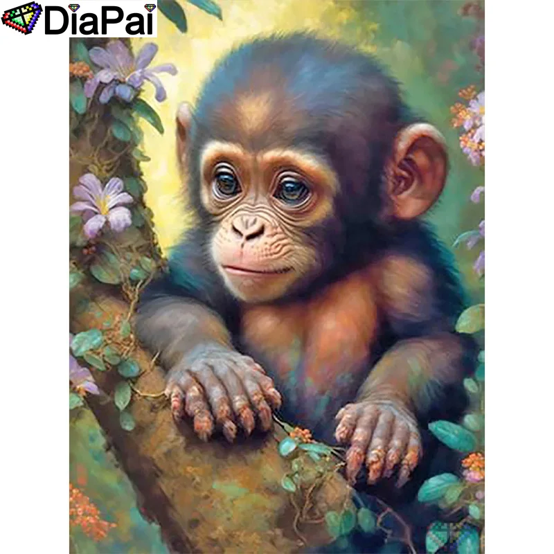 

Полноформатная Алмазная вышивка DIAPAI, «сделай сам», 5D алмазная живопись, вышивка крестиком, «животное обезьяна», полное сверление, Декор для дома и комнаты