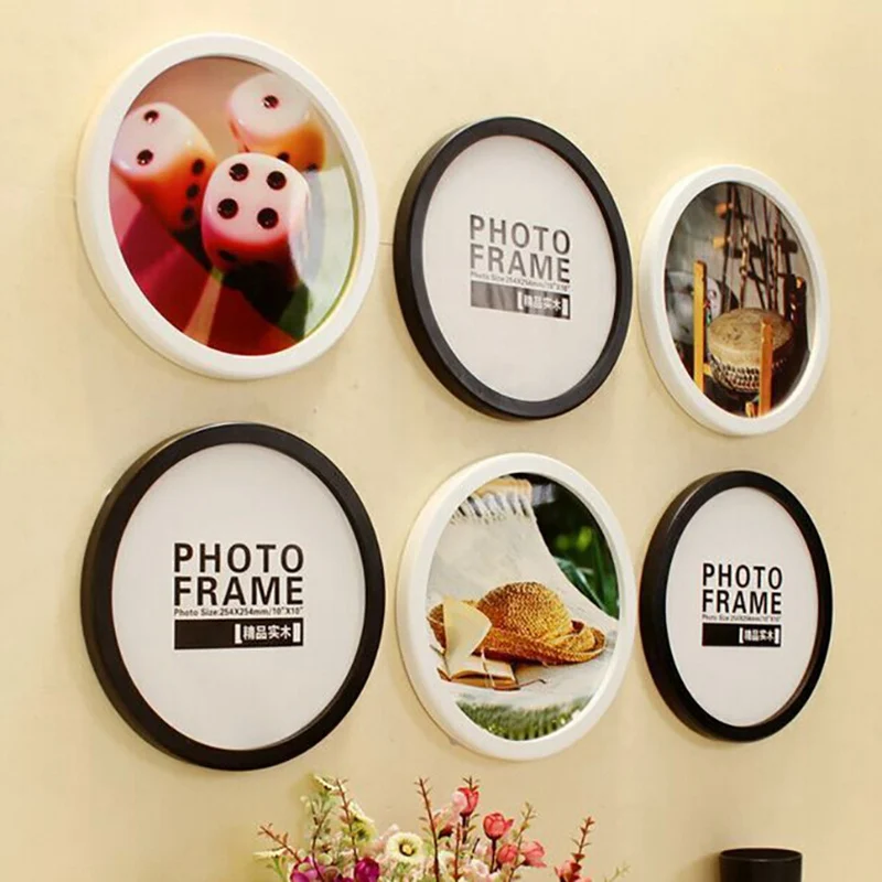 

5-12 Inch Round Photo Frame Modern Wooden Wall Mounted Picture Frame Creative Wall Art Craft Home Decoration for Gift