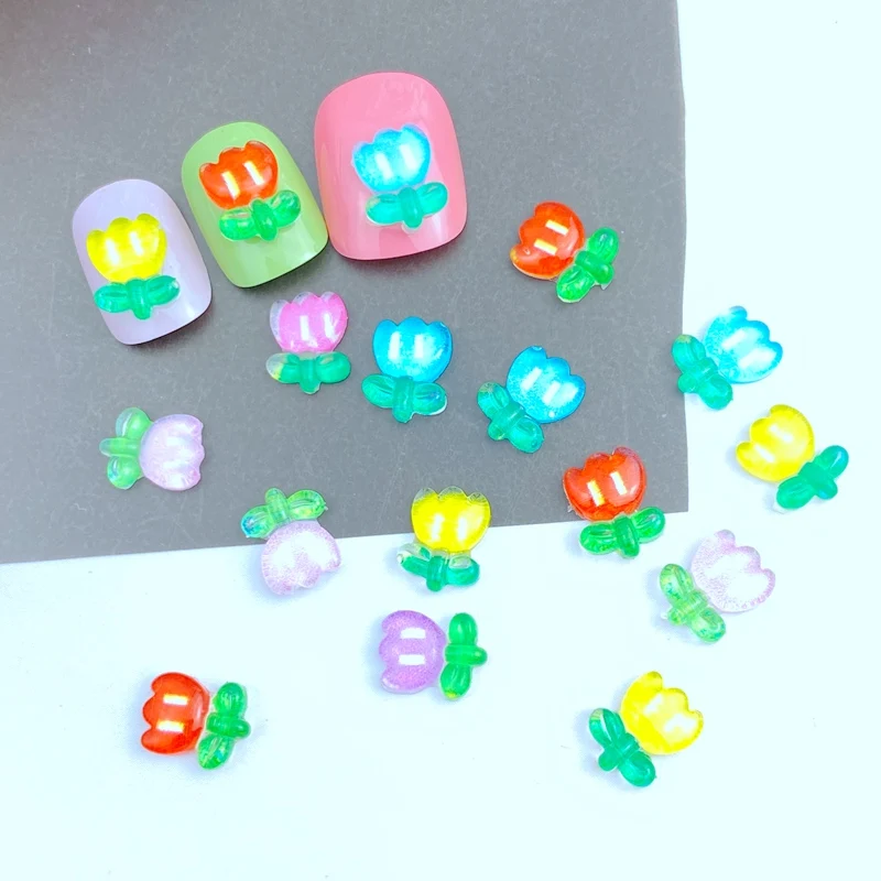 

50 шт. полимерные блестки мини милые Кристаллы Красочные тюльпаны цветы для ногтей с плоской задней стороной искусственная аппликация Сделай Сам свадебный Скрапбукинг Декор Ремесло