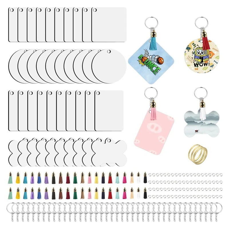 

201 Pieces Rectangle Sublimation Keychain Blank Bulk Heat Transfer Blank Keychain