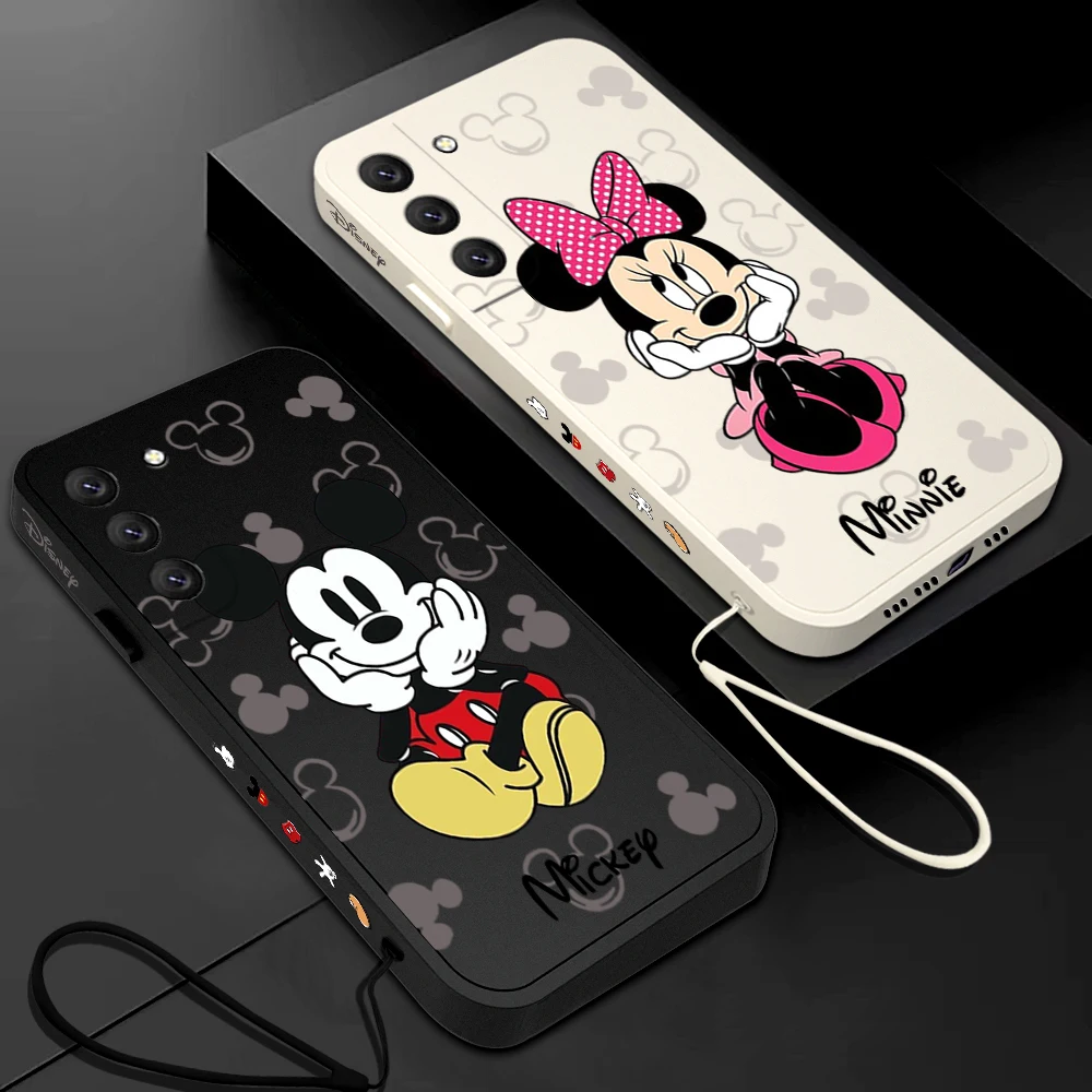 

Disney Mickey And Minnie Phone Case For iPhone 14 13 12 11 Pro Max Mini X XR XS MAX SE20 8 7 Plus 6 6S Plus Case with Hand Strap