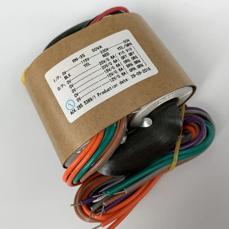

R Type Power Transformer 50W Double 20V+Double 15V+12V R Cattle Sound Transformer Copper Wire