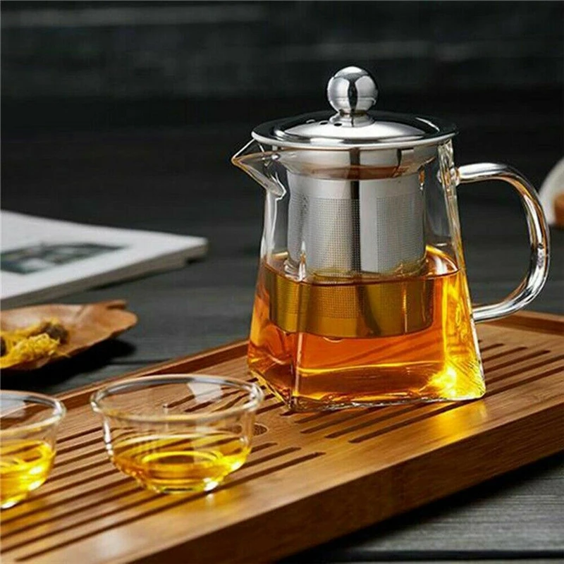 

350-950ML Clear Heat Resistant Clear Glass Teapot Jug W/ Infuser Coffee Tea Leaf Herbal Pot Flower Teapot Milk Juice Container