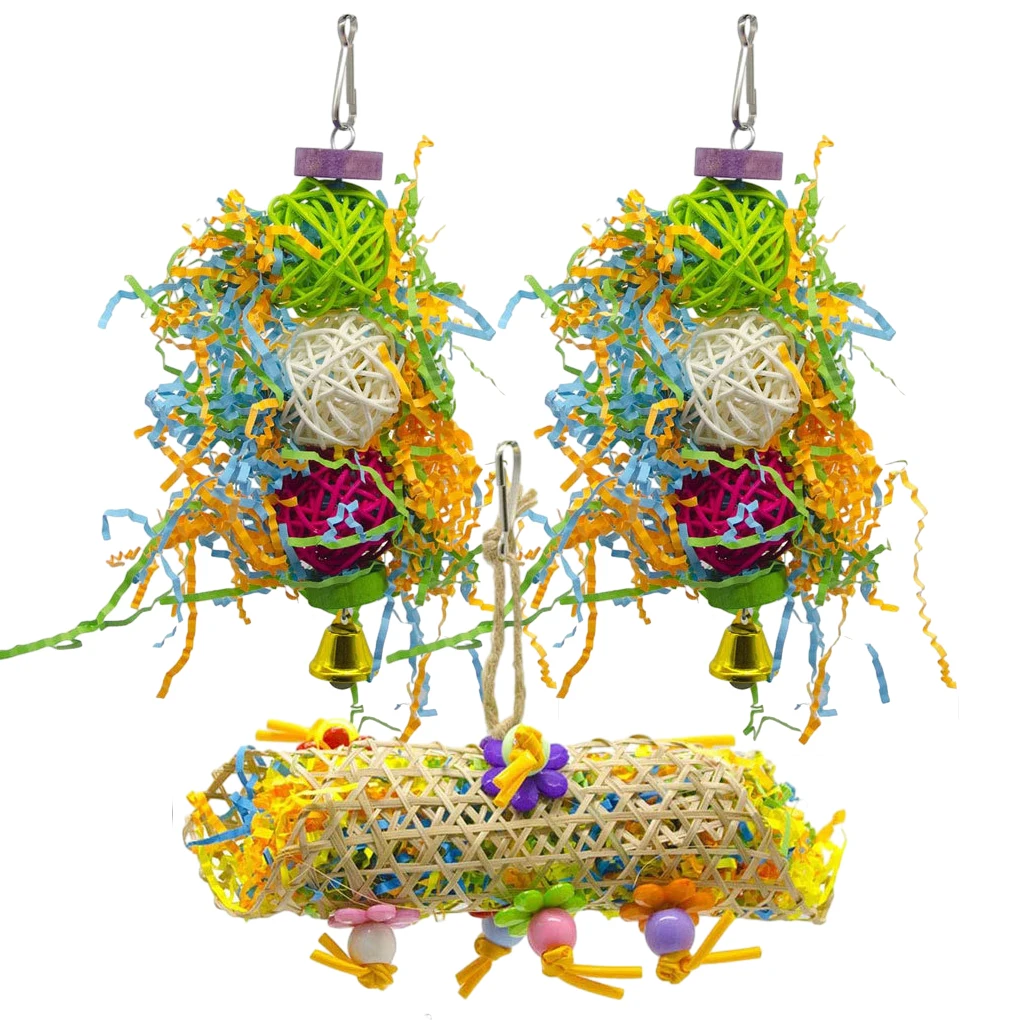 

3pcs/set Vibrant Color Parrot Bird Chew Toy Balance And Attention Catcher Chewing Toys Cage
