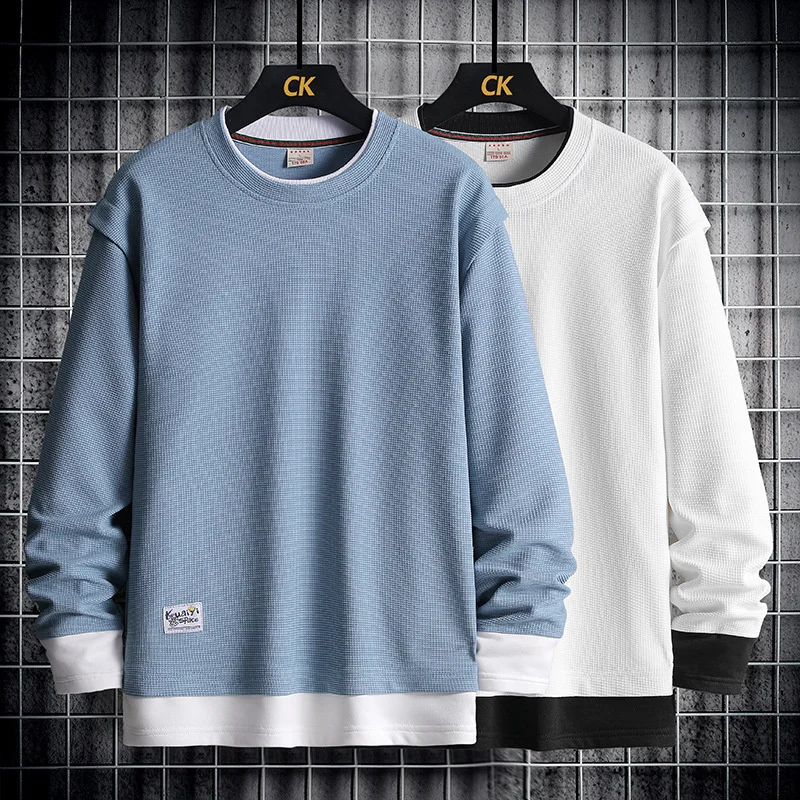 

2022 Solid Color Patchwork Hip Hop Streetwear Sweatshirt Men'S Black White Hoodies Spring Autumn Casual Streetwear Clothes