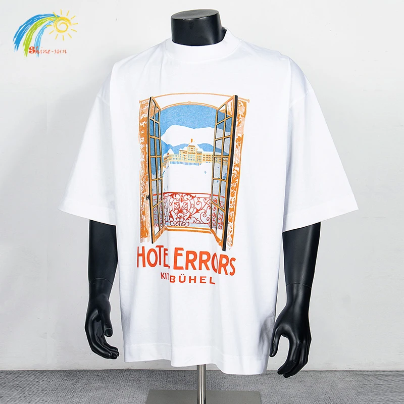 Лето 2025 г. футболка с графическим принтом HOUSE OF ERRORS для мужчин и женщин белые