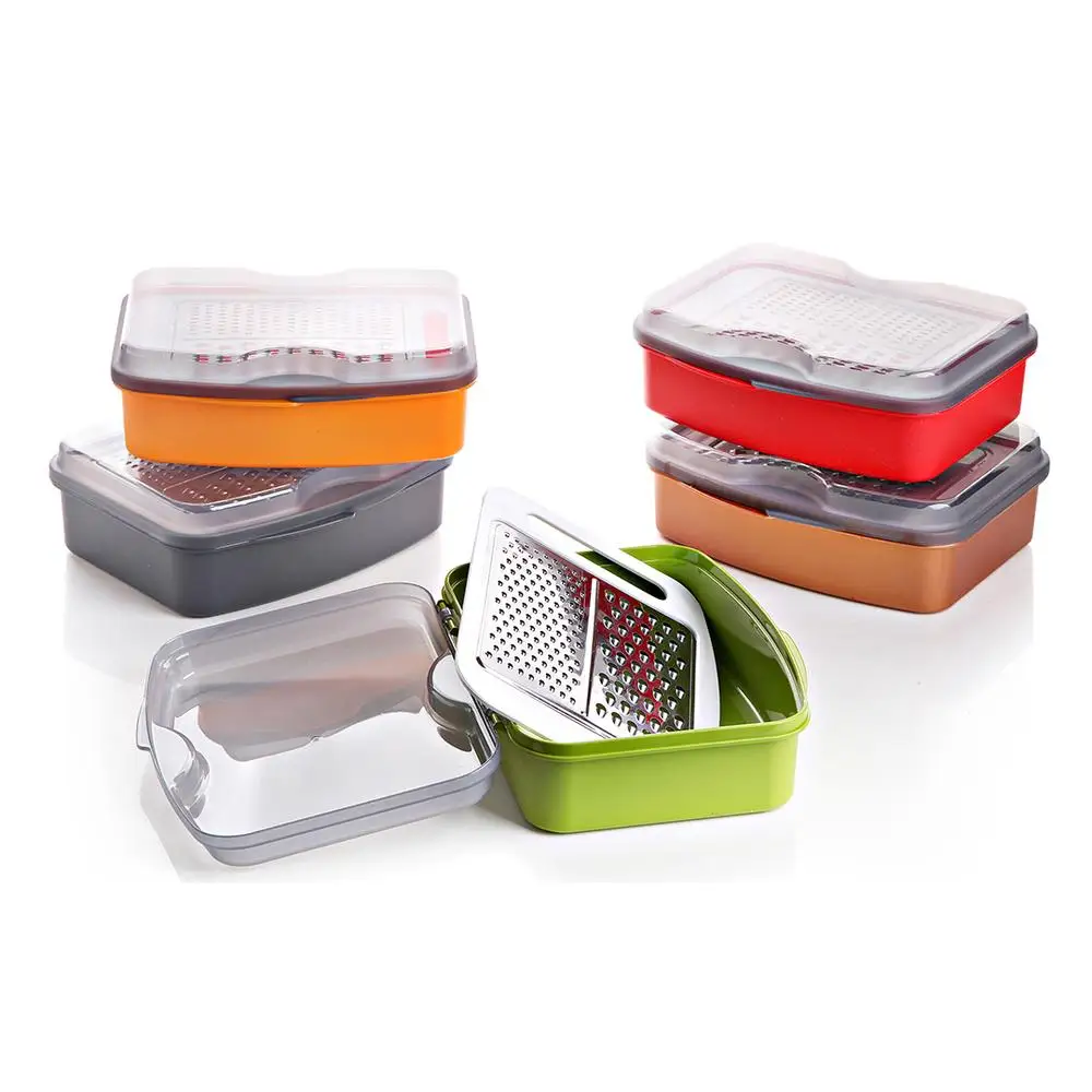 

Терка с контейнером, крышкой и овощечисткой, стандартная многофункциональная пластиковая коробка для хранения продуктов из нержавеющей ст...