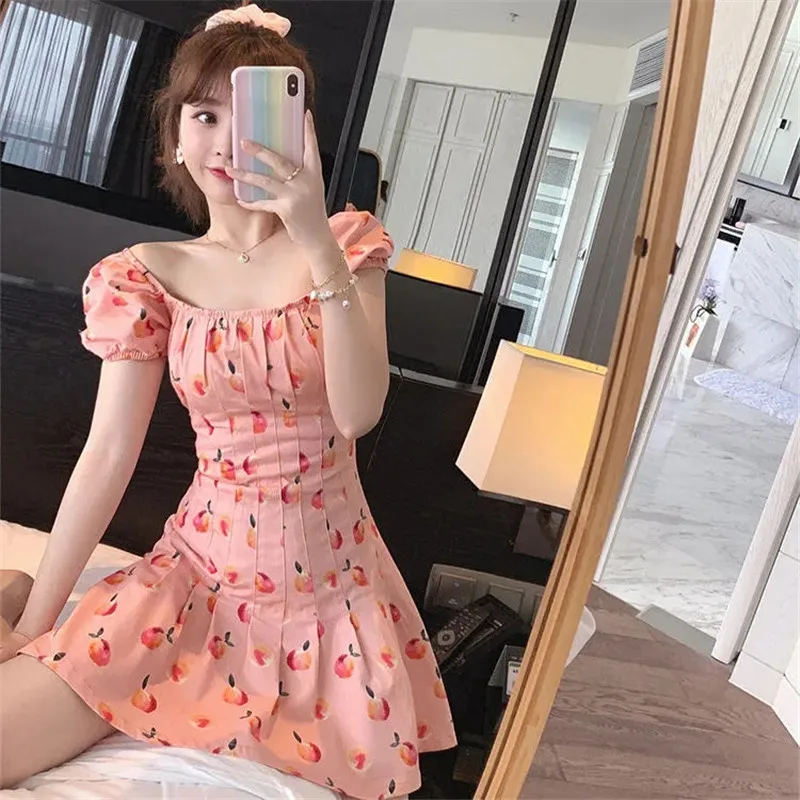 

Женское мини-платье с цветочным принтом, розовое элегантное милое повседневное летнее платье в японском и корейском стиле, 2022