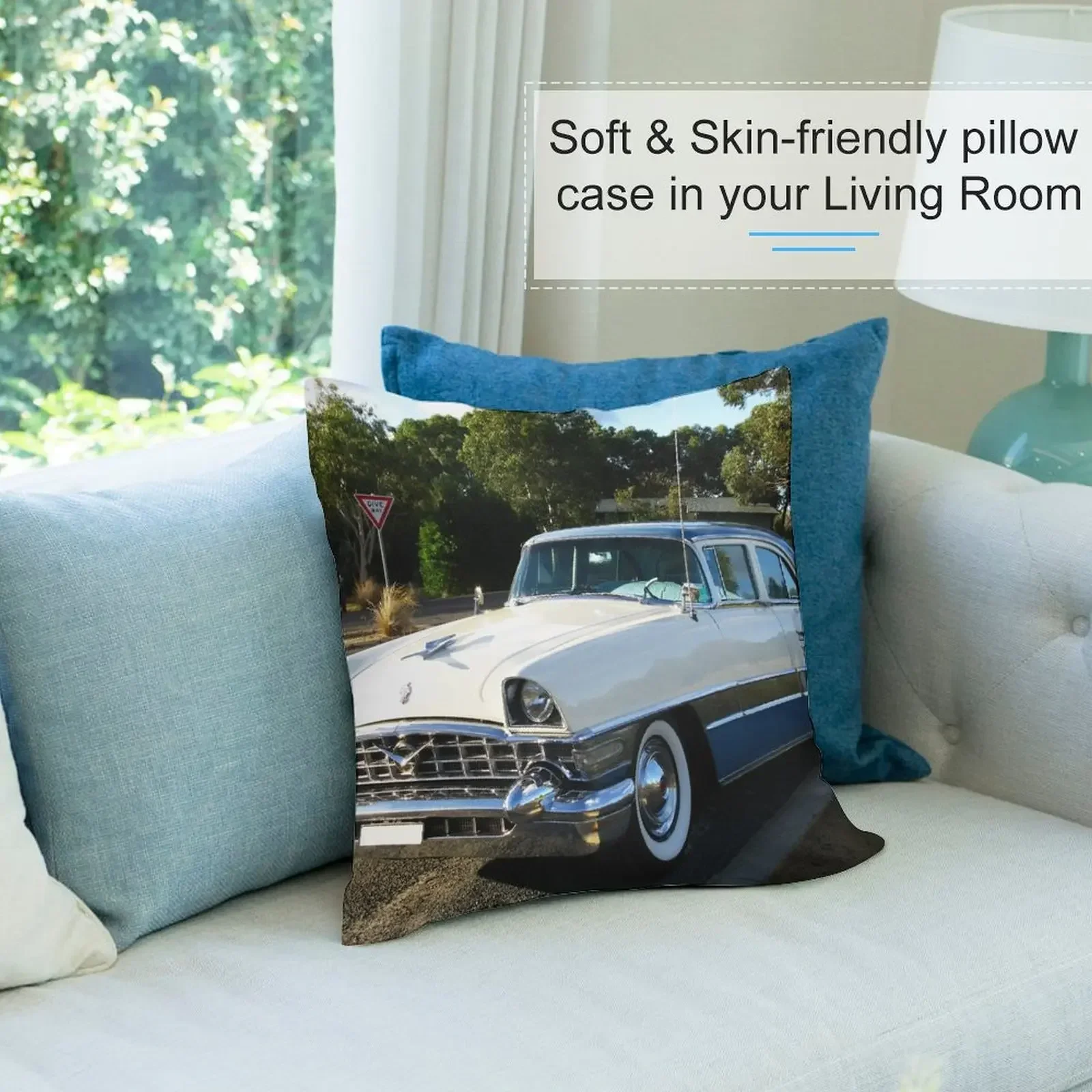 Декоративная подушка 1956 Packard Patrician белая синяя