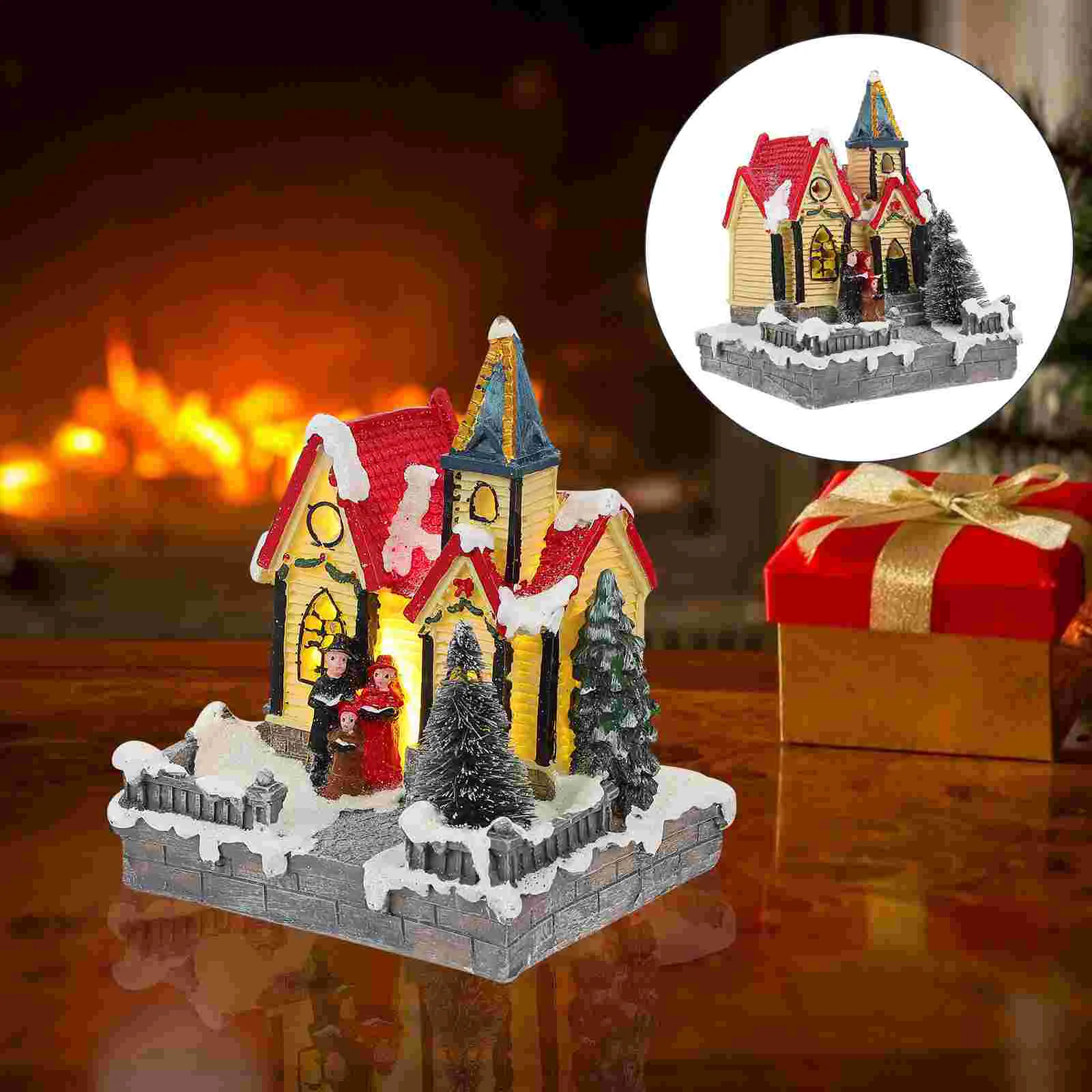 

Christmas House Village Scene Ledlit Resin Ornament Lightminiature Illuminated Glowing Houses Town Holiday Ornaments Mini