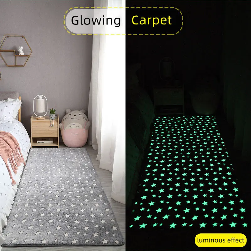 Cute Pink Plush Carpet For Kids Room Luminous Bedroom Bedside Home Decor Rugs Living Sofa Floor Carpets Fluffy Mat