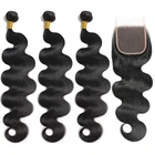 Волнистые пучки с застежкой, перуанские волосы, 3 пупряди застежкой, натуральные человеческие волосы, пучки с застежкой AHJF