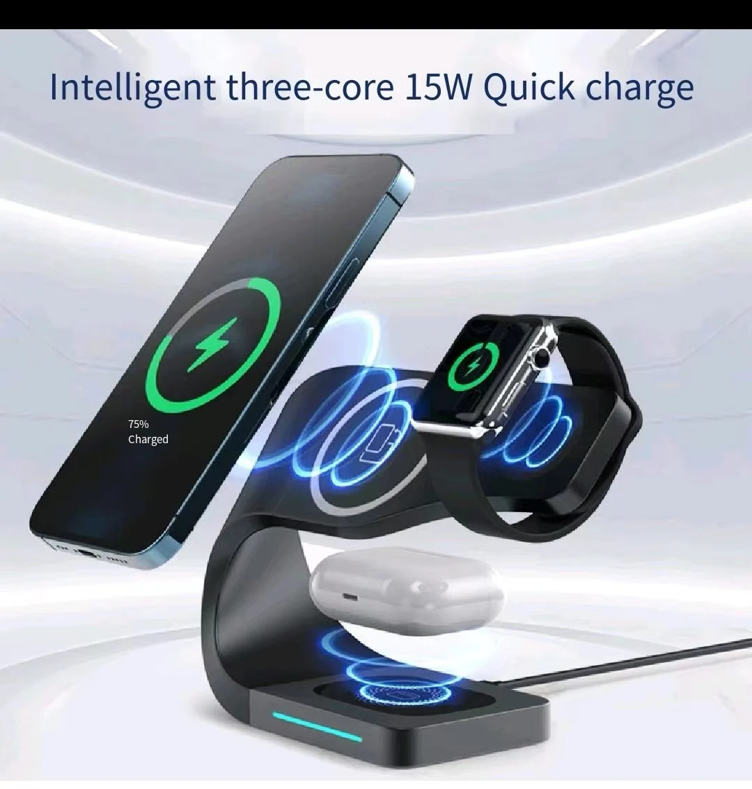 

magsafe 3-in-1 magnetic suction wireless charger PD Smart suitable for Apple 12iPhone13 watch headphones
