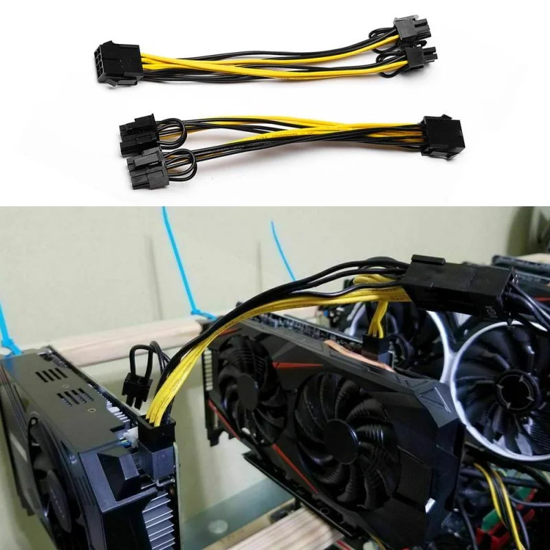 

10 шт., 8-контактный разъем PCI Express на Dual PCIE 8 (6 + 2), кабель питания 20 см, графическая карта PCI-E, графическая карта стандарта BTC