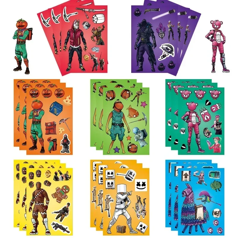 Fortnite 8 листов детская книга с рисунком лица веселая наклейка сделай сам детские