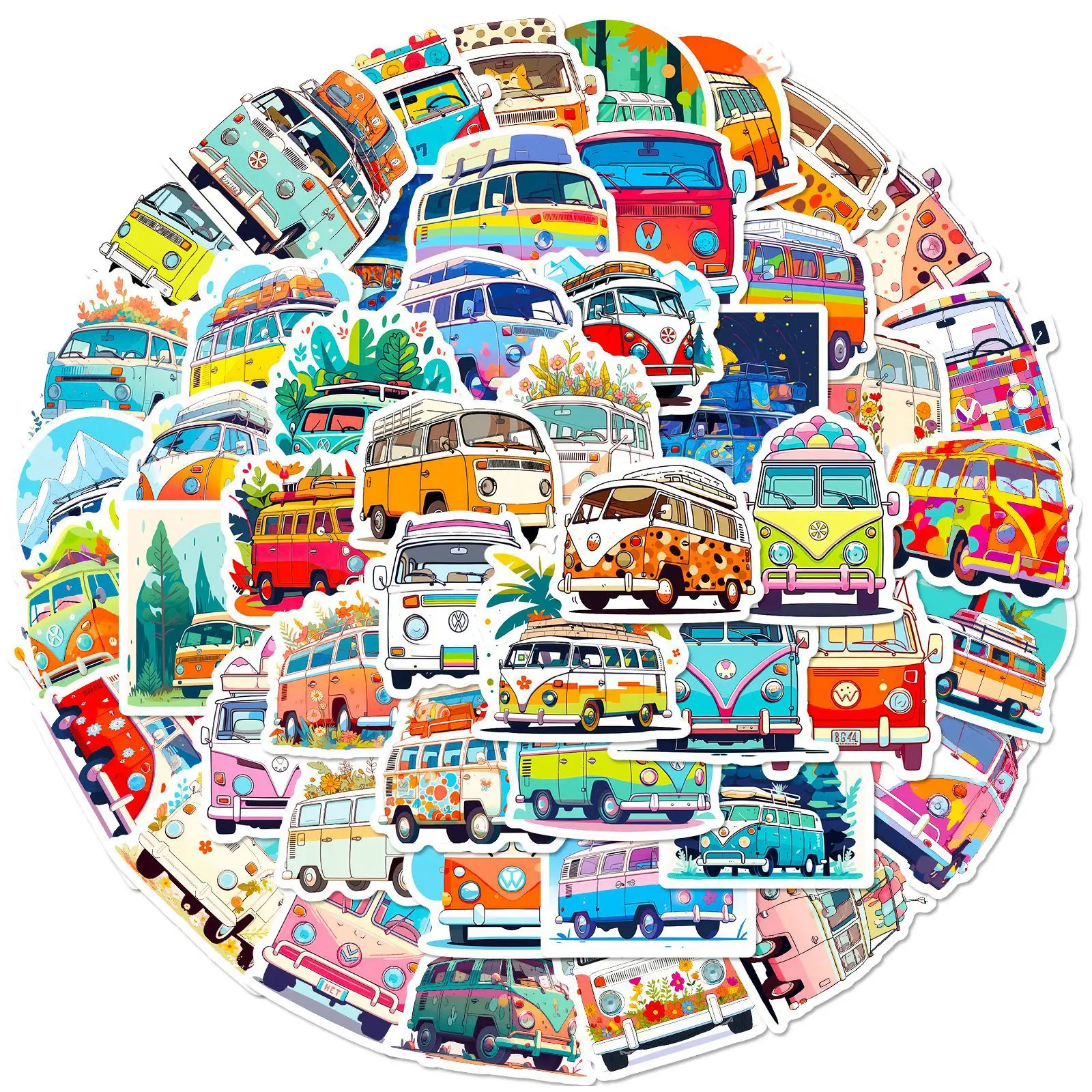 

50pcs Cartoon Transportation Children's Enlightenment Education Hip Hop Bus Graffiti Stickers