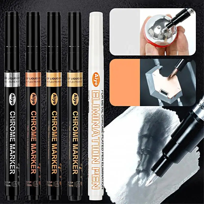 Ручка-маркер зеркальной хромированной отражающей металлической краски для рисования, удаления, рисования на картах, керамике, стекле, серебристая, золотая ремесло.