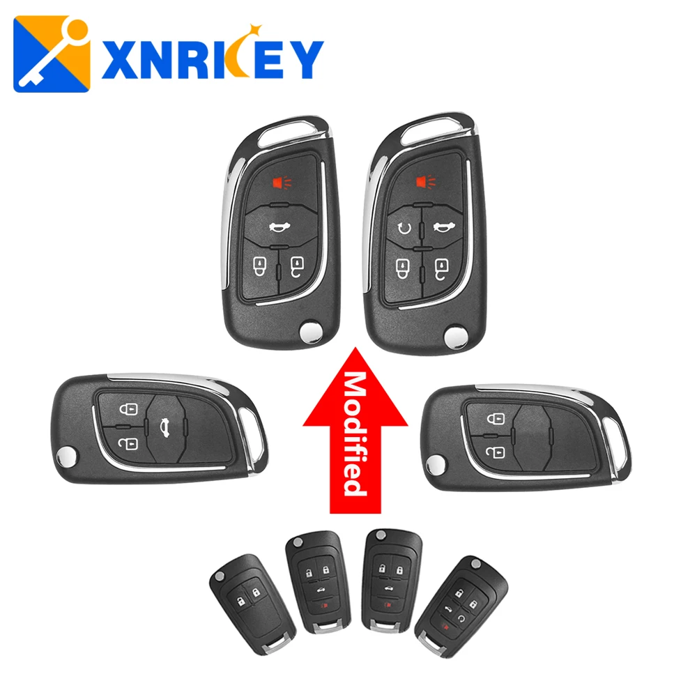 

XNRKEY 10 Pcs 2/3/4/5 Button Modified Folding Remote Car Key Shell Fob Case Cover for Chevrolet Cruze Epica Lova Camaro Impala