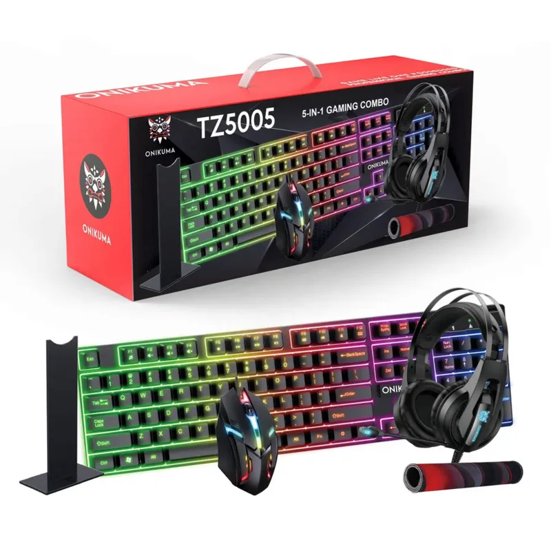 New PC Kit Keyboard And Mouse Combo 5 In 1 Gaming Combo Set Gamer Headphone Headset Keyboard Mouse Headphone Combo