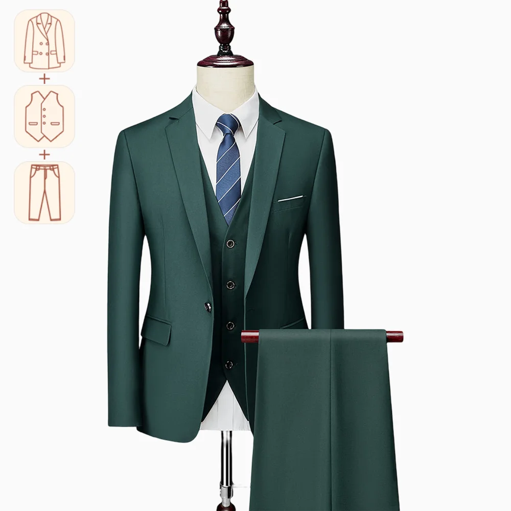 

(Jacket Vest Pants) Boutique 2023Slim Fit Men's Suit Set Groom Wedding Suit Business Casual Suit Men's Suit S-5XL Luxury Suit