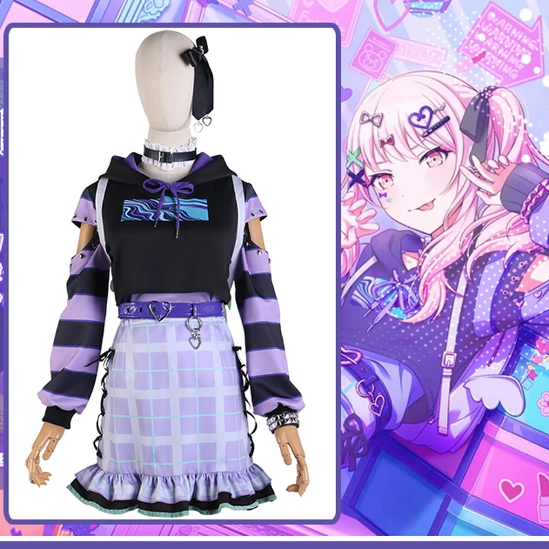

Game Project sekai cos Akiyama Mizuki Cosplay 25 o'clock Cool Daily Plaid skirt women Uniform A
