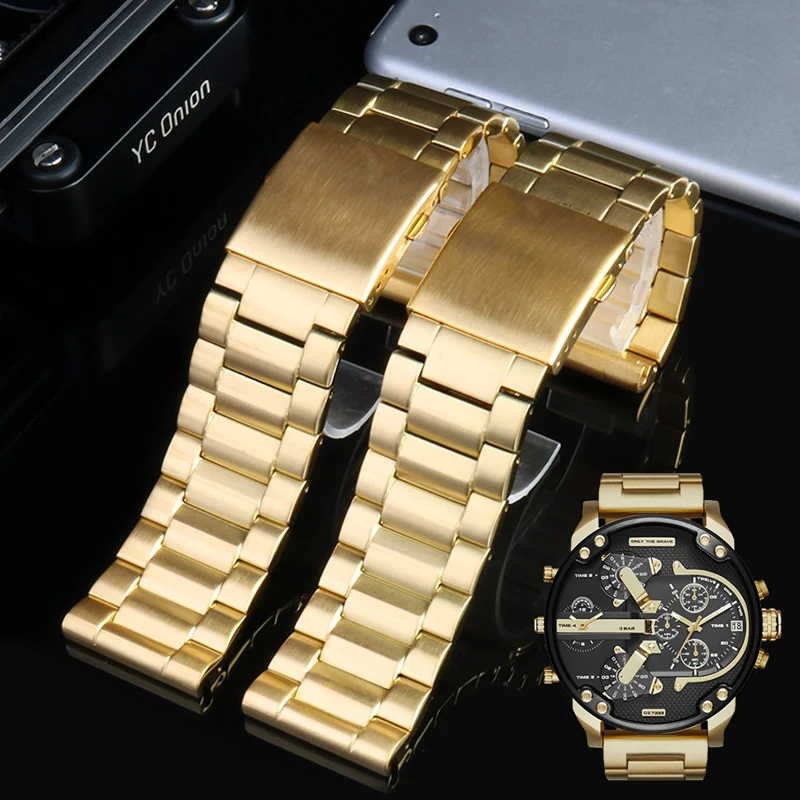 

Stainless Steel Bracelet for diesel DZ7333 DZ7395 DZ7396 24mm 26mm 28mm gold watch band solid metal watchband steel strap