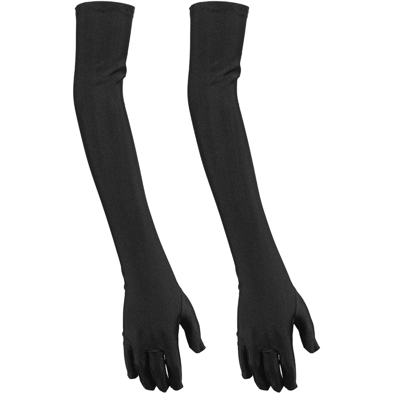 

Hot Kf-2X Lady Satin Gloves Formal Party Festival Long Black