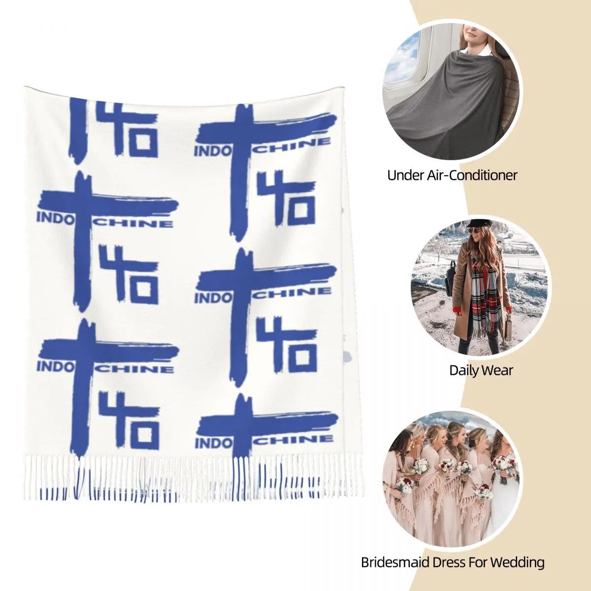 Индокитайский шарф шарфы с кисточками для женщин мягкие теплые шали и накидки