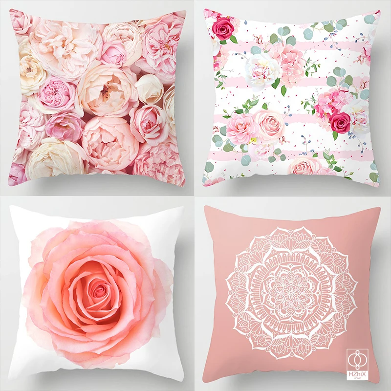 

2022 Pink Flower Pillowcase Cushion Covers 45*45 Decorative Pillows for Sofa Case Bed Pillow Cover Home Innovative Accessories