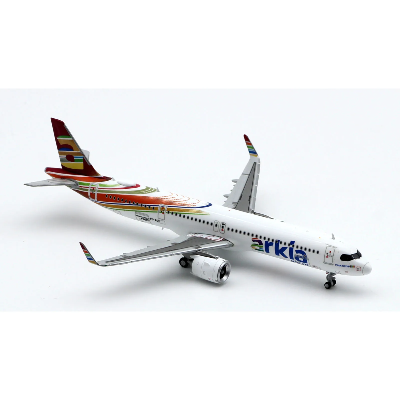 Фото Коллекционный самолетик из сплава XX4450, подарок, фотосессия 1:400 Arkia Airlines, аэробус A321neo, литый под давлением самолёт, модель 4X-AGK с подставкой №4