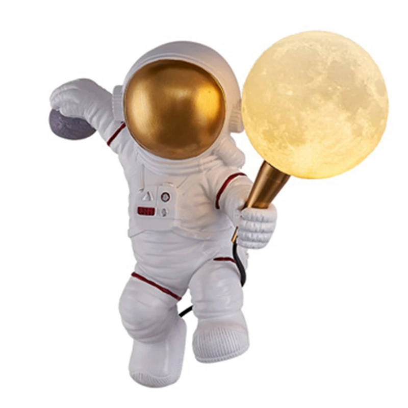 

Astronaut Table Lamp Art Decor Resin Lamp Table Bedroom Lamp Creative Living Room Loft Decoration Moon Light US Plug