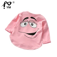 new spring and autumn baby t shirt girls cotton spring and autumn cartoon letter m top three color candy toddler girls t shirt