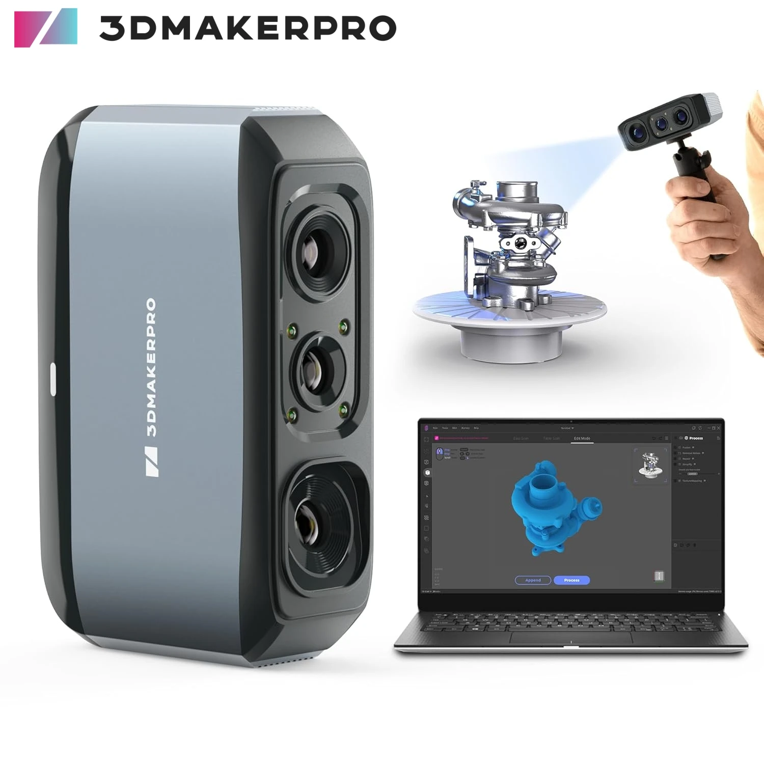 3D-сканер для 3D-печати высокая детальная точность 24-битная цветная камера линзы с