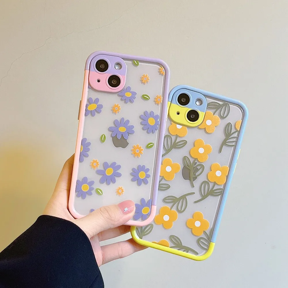 

Прозрачный оранжевый фиолетовый чехол для телефона с цветочным узором для iphone XSMAX XR X XS 11ProMax 11 12Pro 12 13ProMax 13Pro 13