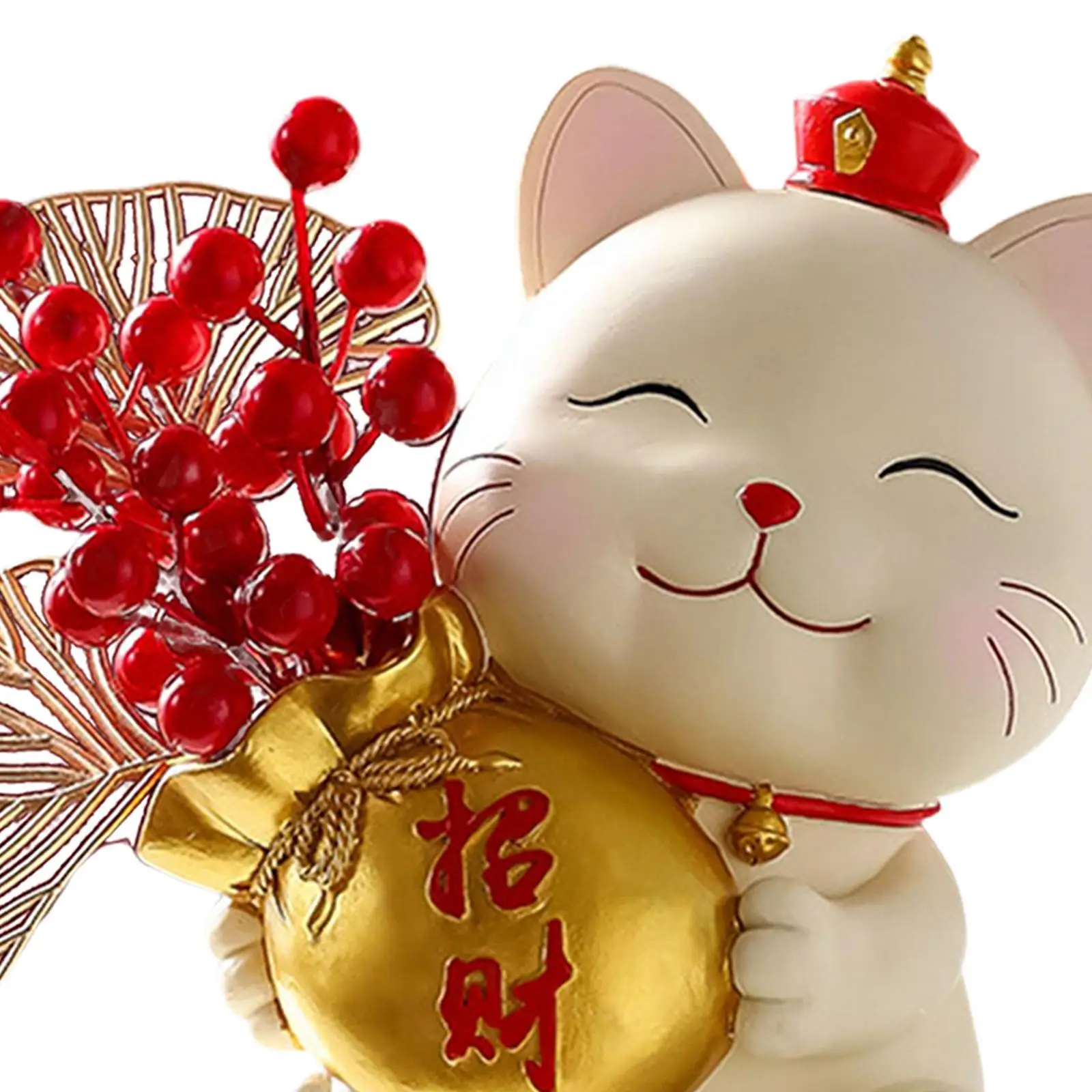 

Resin Lucky Cat Figurine Collectable for Present Dining Room Home Art Decor
