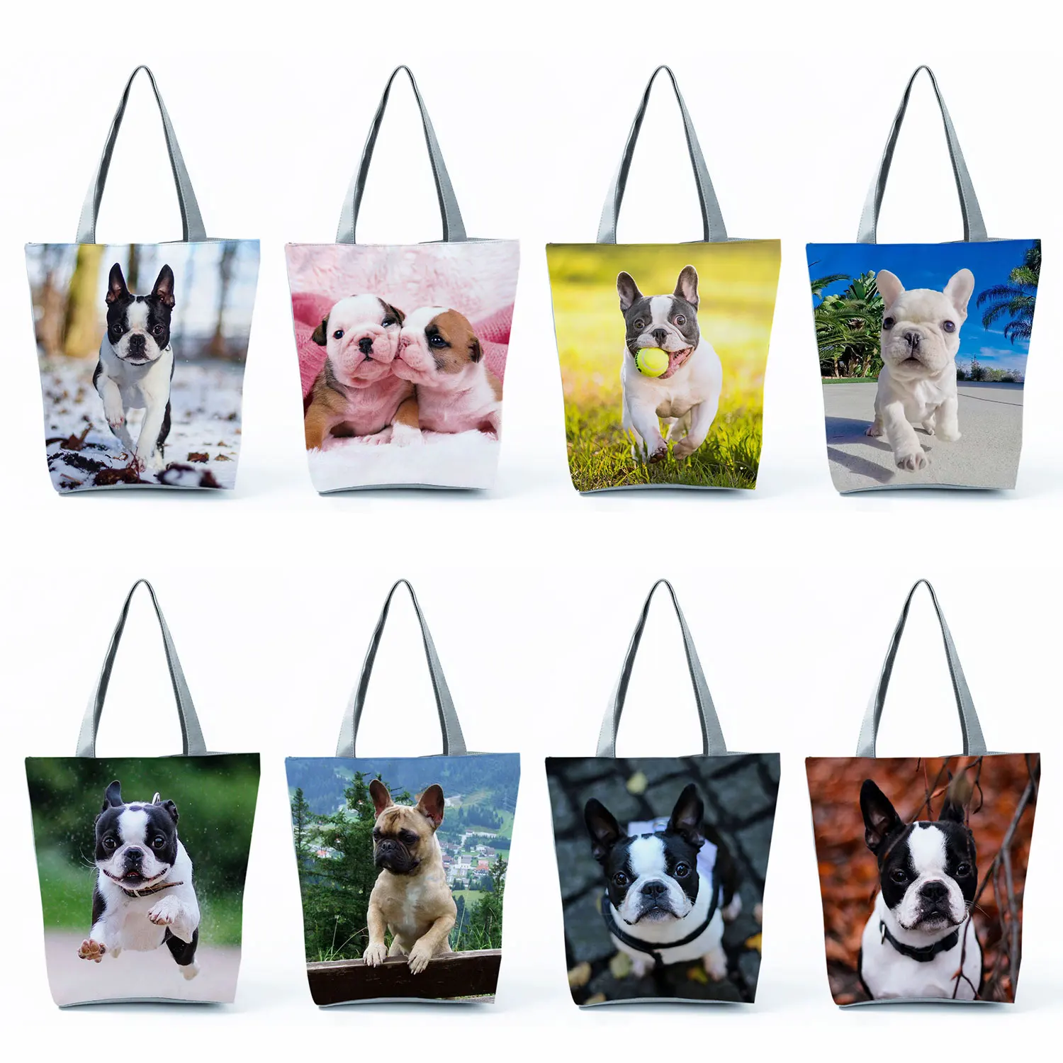 Милые сумки для покупок с принтом французского бульдога складная сумка-тоут