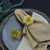 2pcs flower design napkin rings metal gold napkin buckle napkin ring holder hotel birthday wedding party west dinner table decor