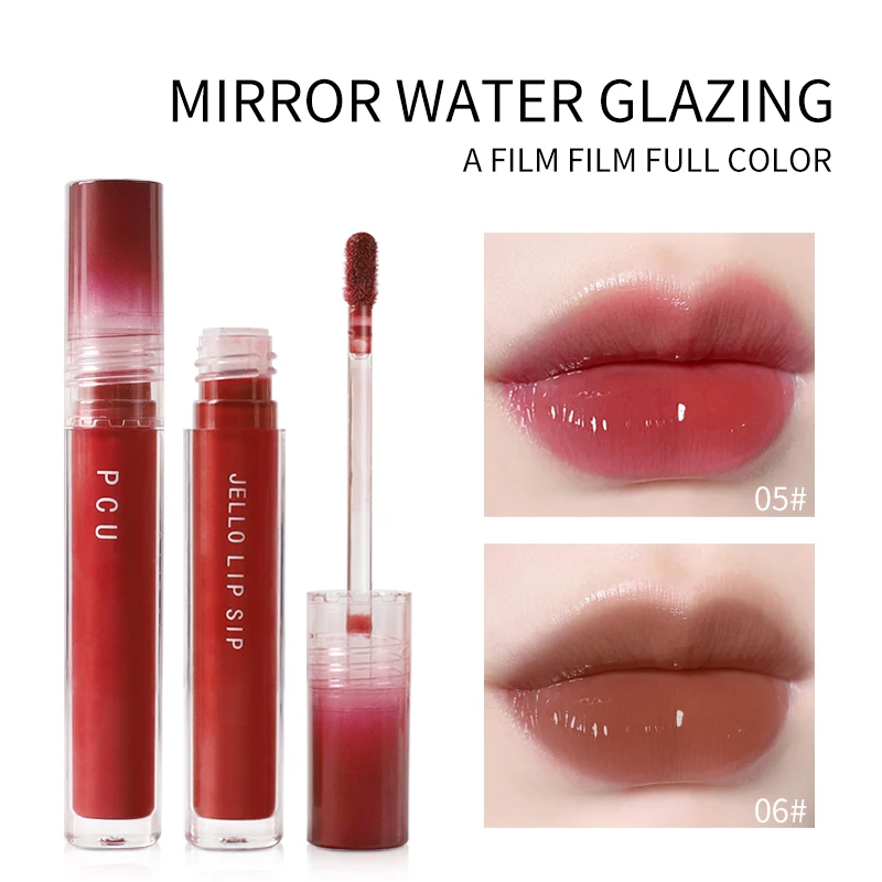 

New Mirror Water Lip Gloss Tea Red Jelly Lipstick Moisturizing Long Lasting Light Liquid Lip Glaze Red Lip Tint Makeup Cosmetics