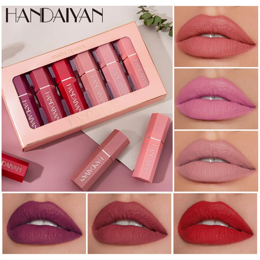 

Handaiyan 6pcs Matte Lipstick Set Waterproof Tint Velvet Nude Pink Lip Stick Red Lipsticks Long Lasting Lipstic Cosmetics Makeup