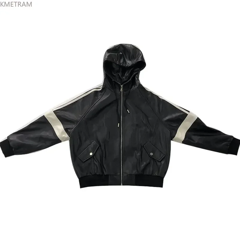 Куртка женская из натуральной овечьей кожи Свободное пальто с капюшоном