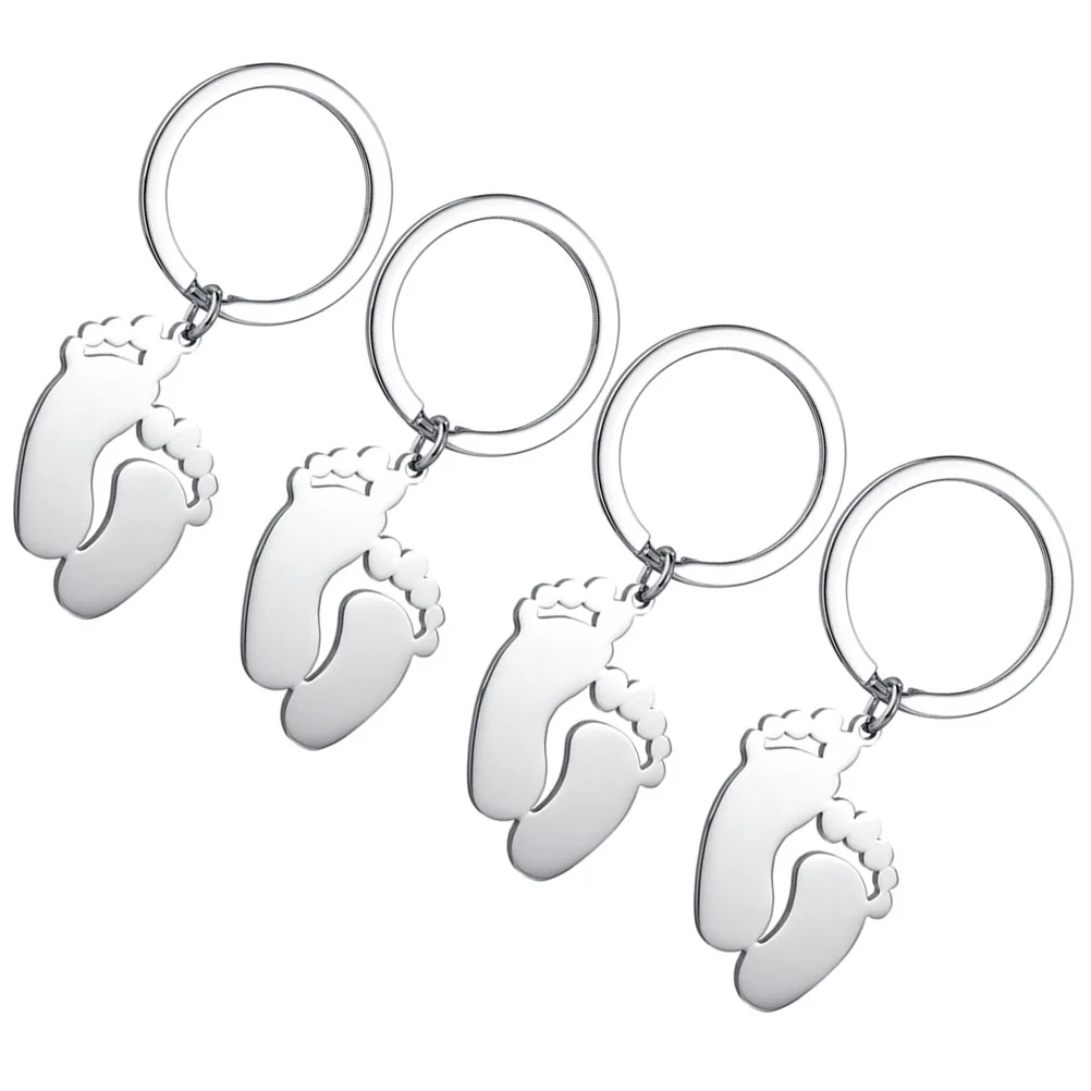 

4 Pcs Footprint Keychain Gifts Chain Footprint Chains Women Silver Ornament Bag Decor Bag Key Chain Gifts