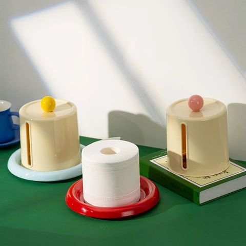 Creamy Style Tissue Box Holder Creative Roll Paper Dispenser for Living Room Coffee Table Desktop Bathroom Storage Organizer