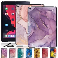 slim tablet case for apple ipad 10 2 inch 9th generation 2021 watercolor pattern protective hard shell cover free stylus