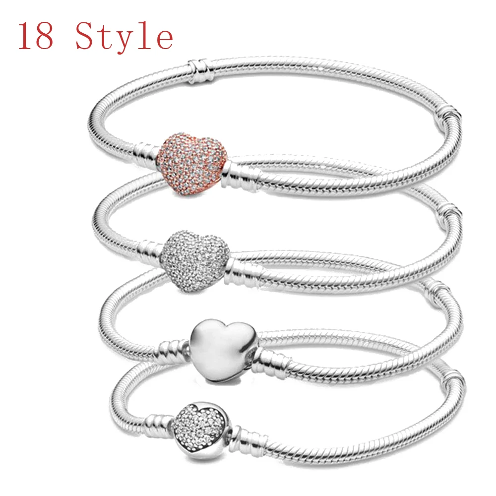 

High Quality Authentic Silver Color Snake Chain Fine Bracelet Fit European Charm Bracelets for Women DIY Jewelry Making Gifts