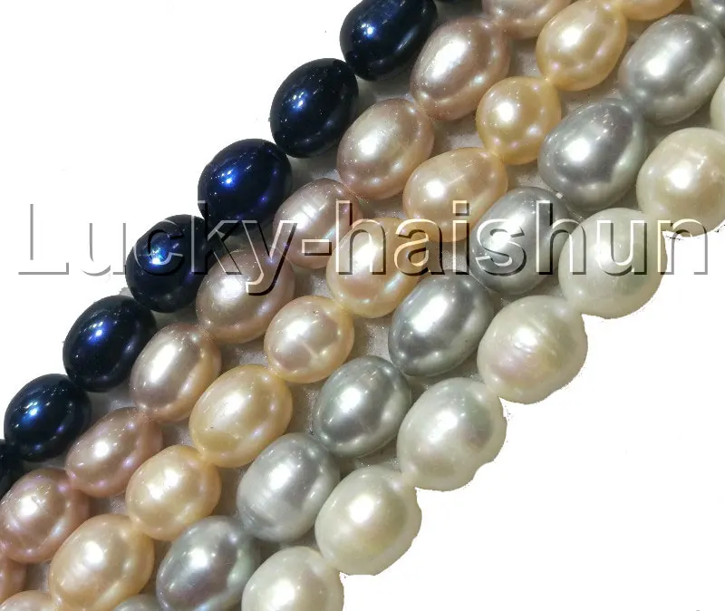 

JQHS 17" 10mm Baroque Rice Oval White Pink Gray Purple Black Potato Pearls Necklace Leopard Clasp J13252 Jewelry Chain