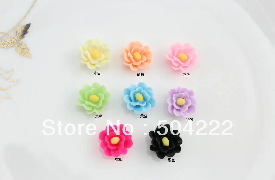 250pcs hand paint rose flower Decoden Supplies cabochons mixed colors 14mm matte resin rolled cabs | Украшения и аксессуары